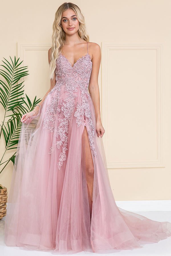A Line Sweep Train Evening Gown