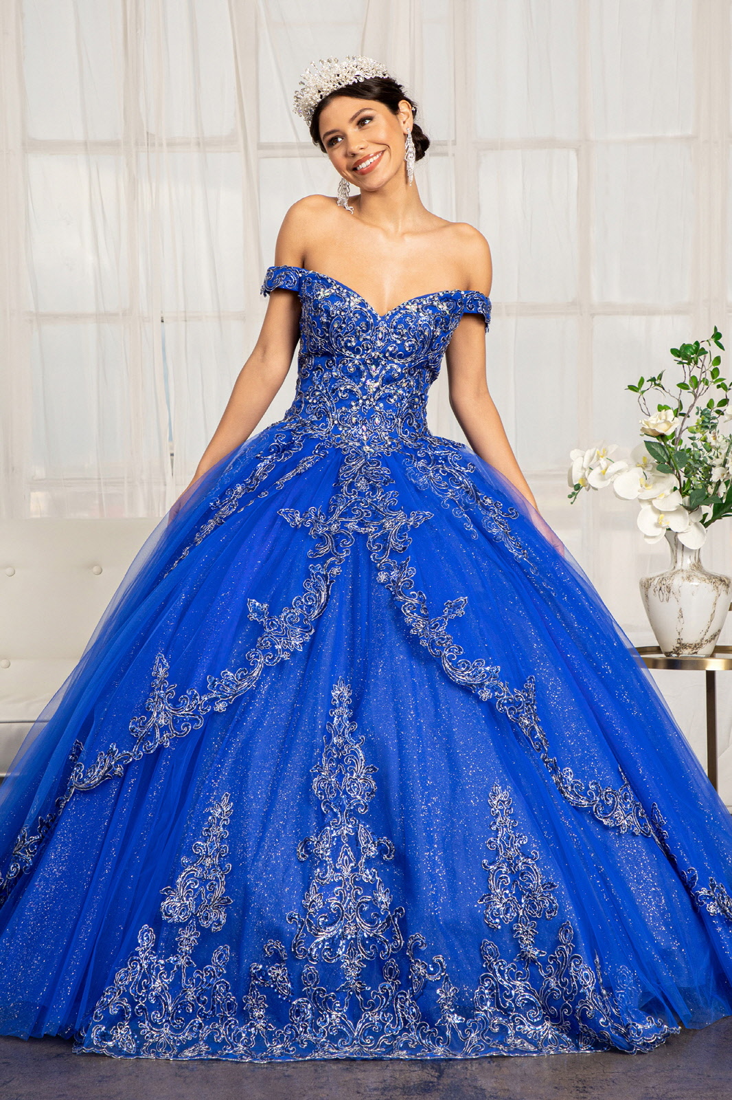 Sweetheart Glitter Mesh Quinceanera Ballgown