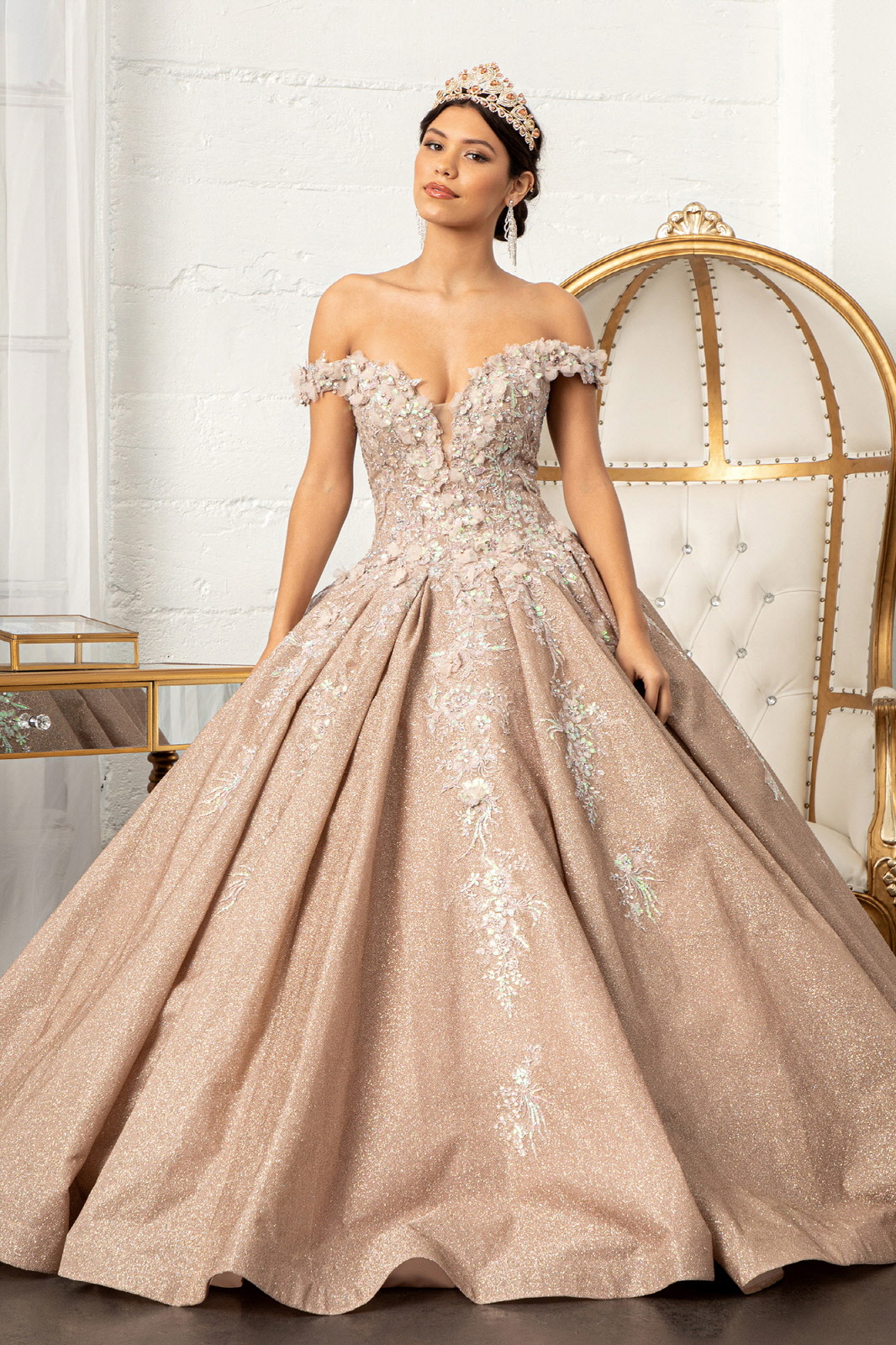 Floral Applique Sweetheart Quinceanera Ballgown