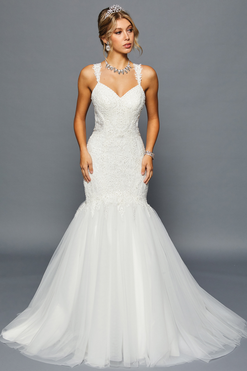 V Neck Mermaid Wedding Dress