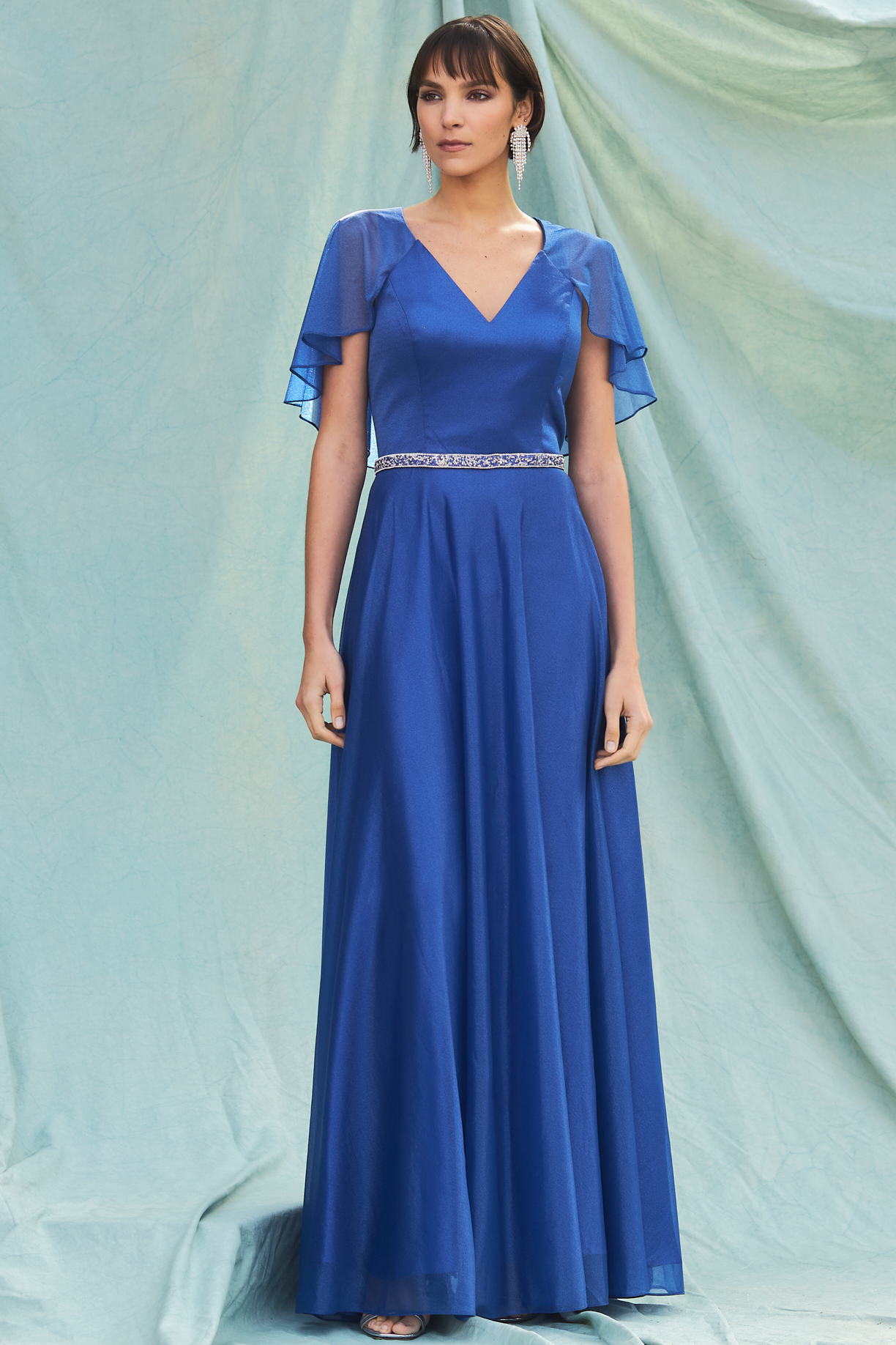 V-NECK, SHORT SLEEVE, SHEATH, CAPE