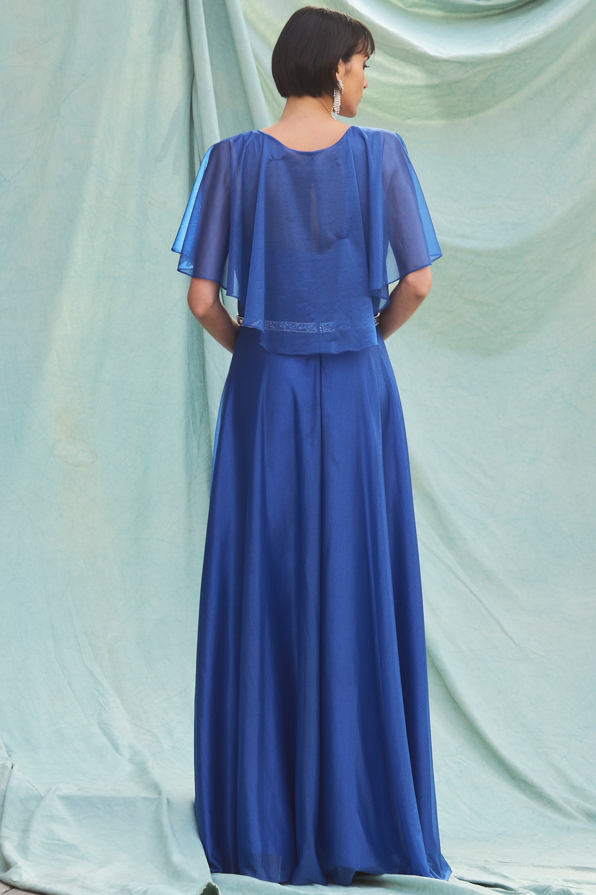V-NECK, SHORT SLEEVE, SHEATH, CAPE