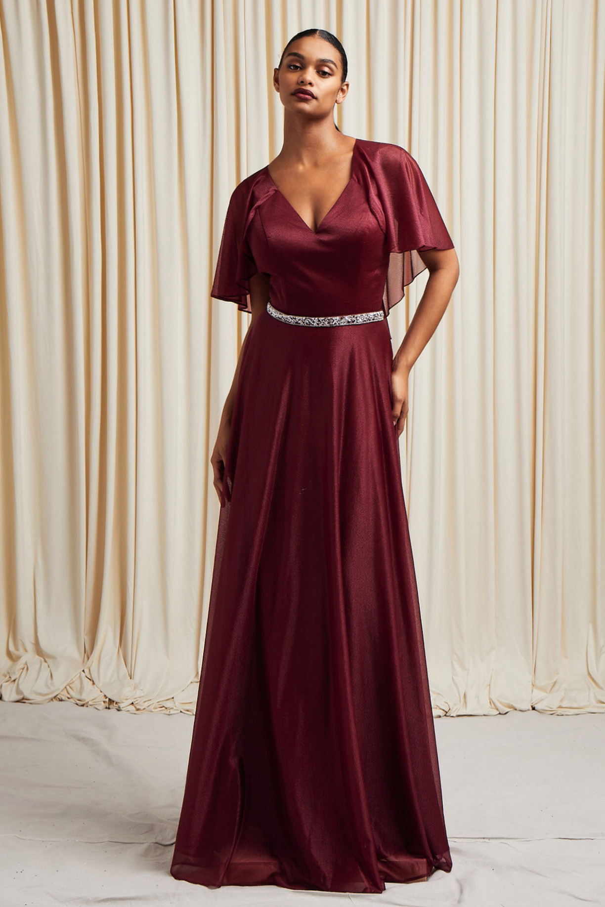 V-NECK, SHORT SLEEVE, SHEATH, CAPE