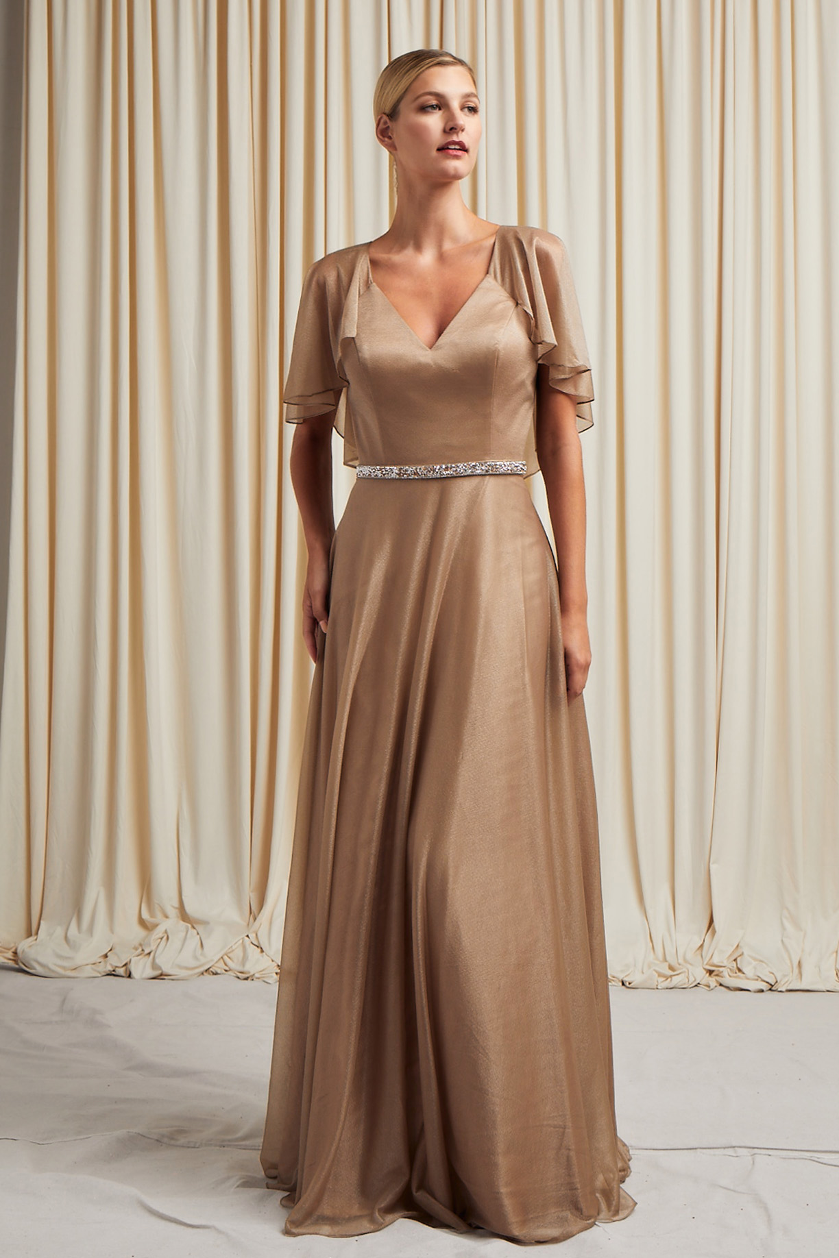 V-NECK, SHORT SLEEVE, SHEATH, CAPE