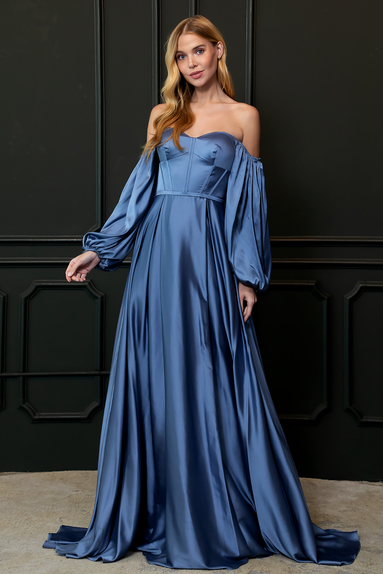 OFF SHOULDER, LONG SLEEVE, CORSET, FIXED BELT