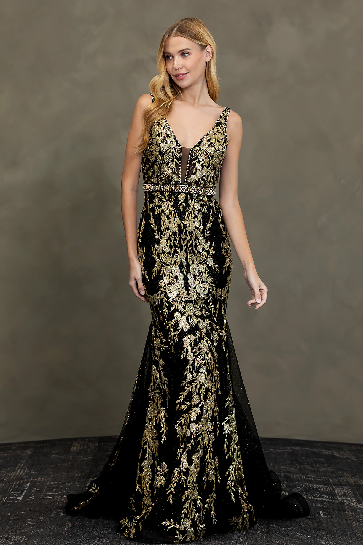 SLEEVELESS, V-NECK, MERMAID