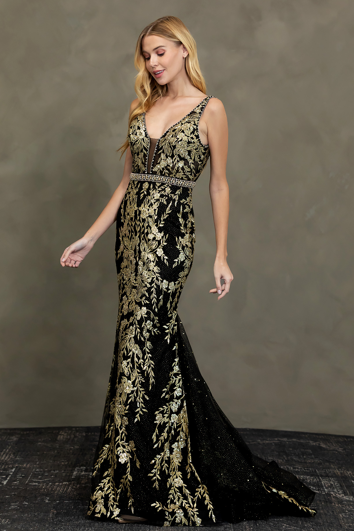 SLEEVELESS, V-NECK, MERMAID
