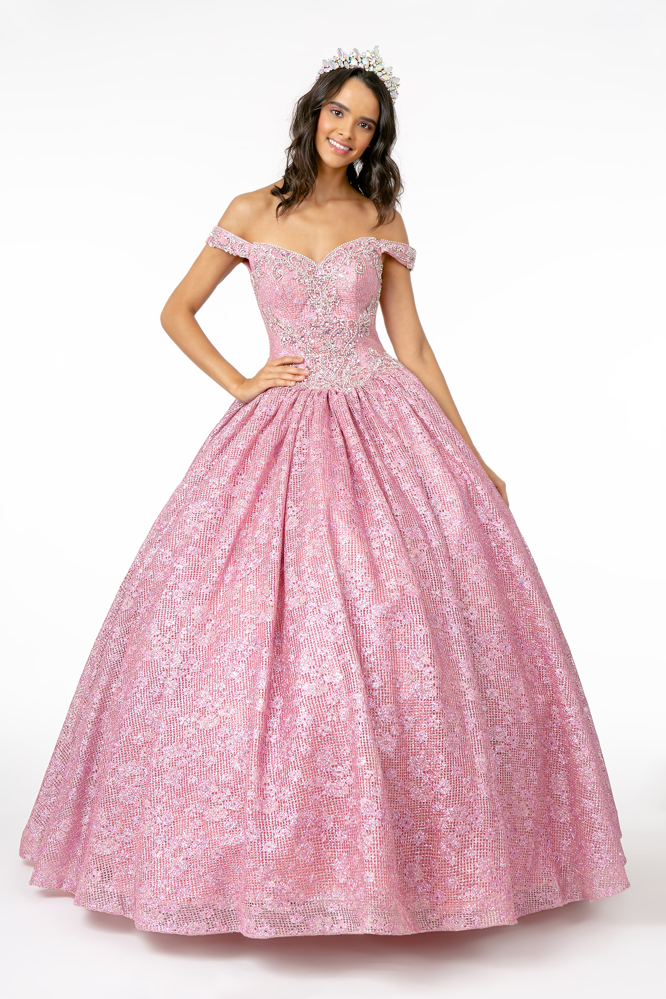 Sweetheart Glitter Netting Quinceanera Dress